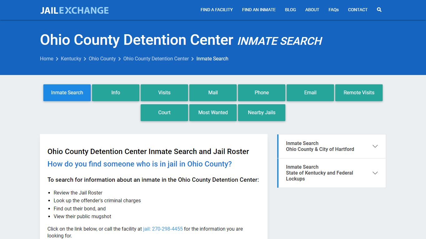 Ohio County Detention Center Inmate Search - Jail Exchange